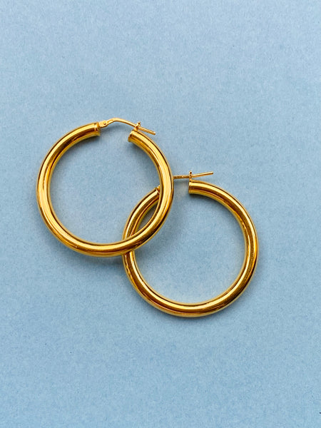 CHUNKY HOOPS I forgylt sølv, 38   mm