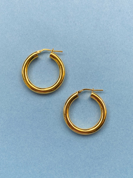 CHUNKY HOOPS I forgylt sølv, 28 mm