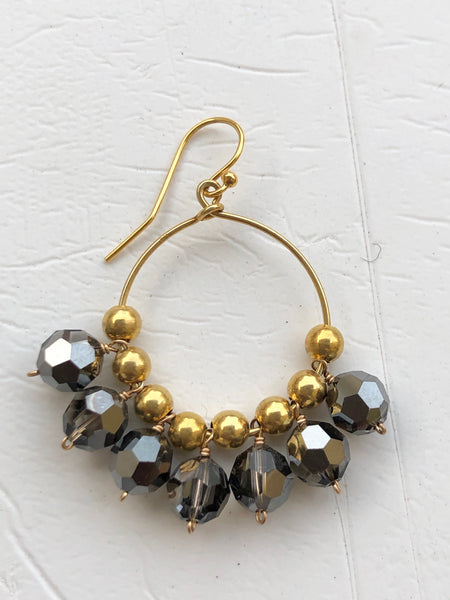 Mini Golddigger Swarovski øredobber fra Zuzanna G i SILVER NIGHT