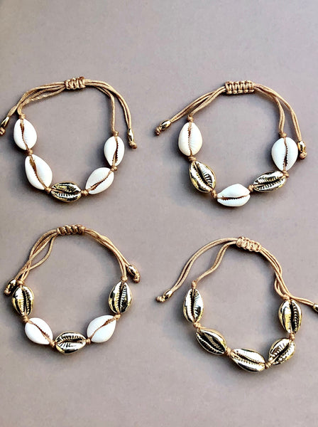 Vacay Shell armbånd, THREE GOLD
