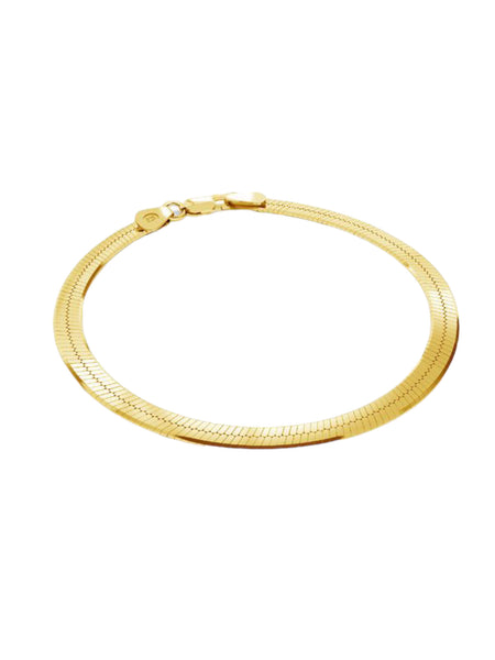 Armbånd i flat snake i forgyldt sterling sølv,  FLAT SNAKE, 18 CM