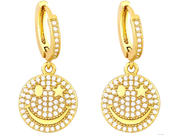 STARRY EYE  SMILEY HUGGIE EARINGS