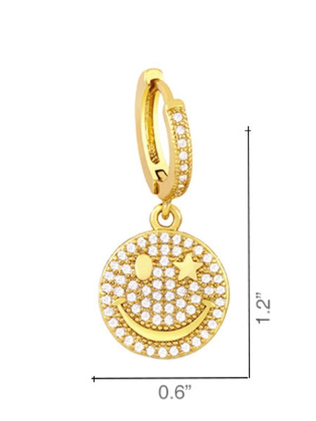 STARRY EYE  SMILEY HUGGIE EARINGS