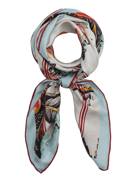 CLASSICAL TROPICAL SCARF, LIGHT BLUE