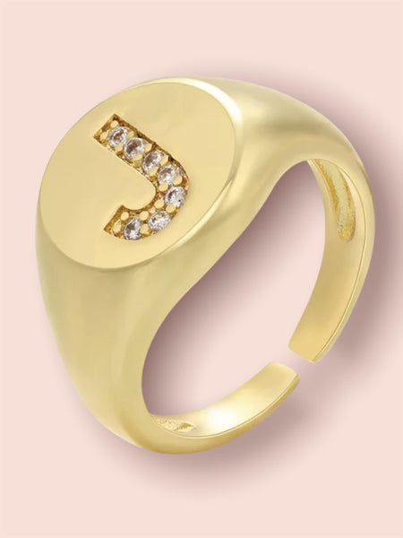 INITIAL LETTER SIGNET AJUSTABLE RING, J