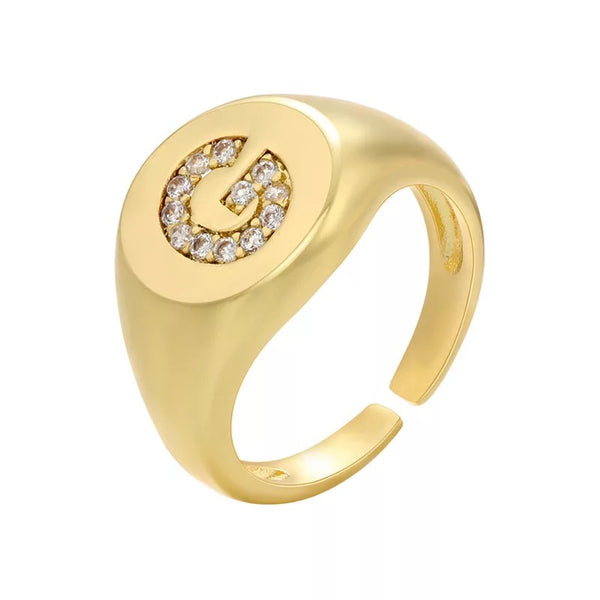 INITIAL LETTER SIGNET AJUSTABLE RING, G