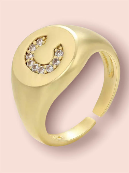 INITIAL LETTER SIGNET AJUSTABLE RING, C