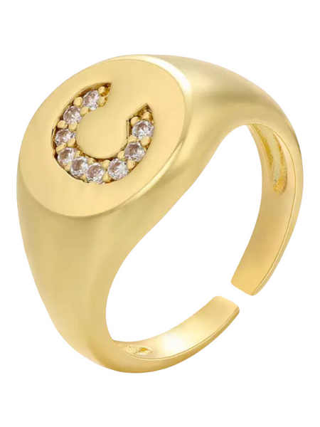 INITIAL LETTER SIGNET AJUSTABLE RING, C