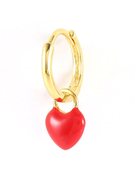 TINY ENAMEL HEART HUGGIE I RED