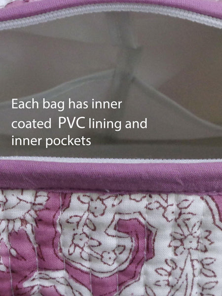 BIG QUILTED COSMETIC BAG, Frost Pink Floral Gud