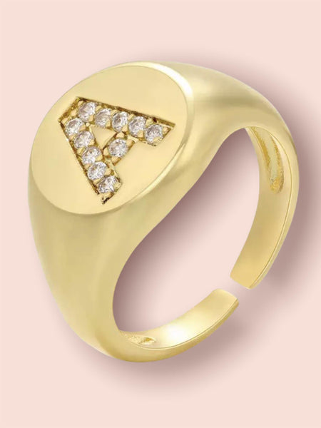 INITIAL LETTER SIGNET AJUSTABLE RING, A