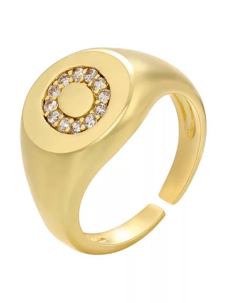 INITIAL LETTER SIGNET AJUSTABLE RING, O