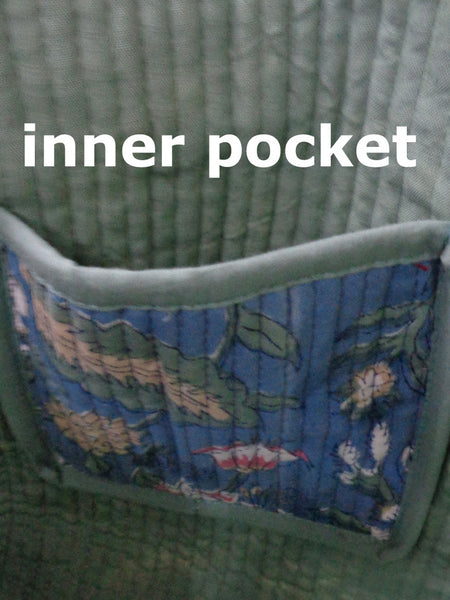 QUILTED BLOCK PRINTET SHOPPER TOTE