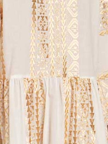DRESS SHORT ALL OVER OLD RUFFLES , NATURAL / GOLD
