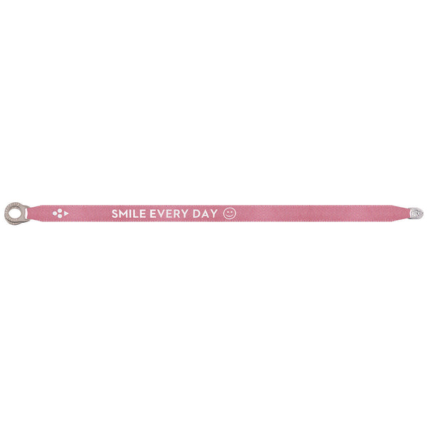 SMILE EVERY DAY satin fabric bracelet, OLD ROSE