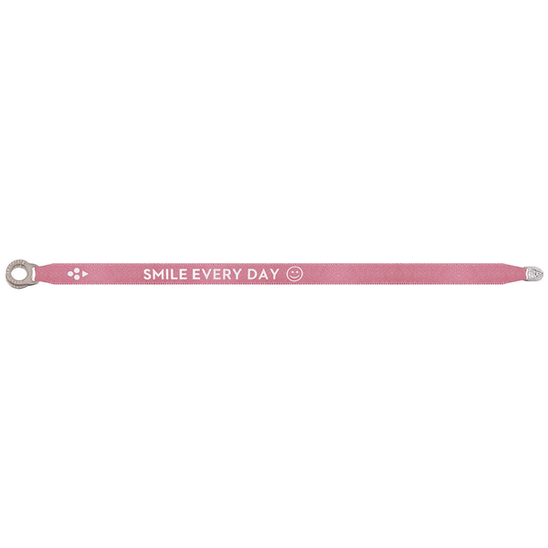 SMILE EVERY DAY satin fabric bracelet, OLD ROSE