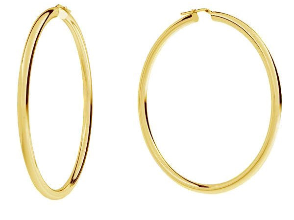 CHUNKY HOOPS I forgylt sølv,  78  mm