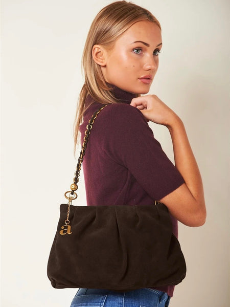 MAXIME TRUE SUEDE VESKE, DARK BROWN