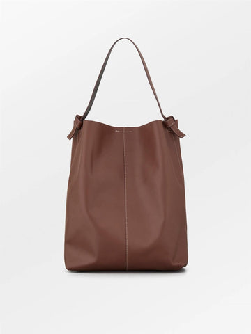 Glossy Mae Leather Shopper Bag - Brown