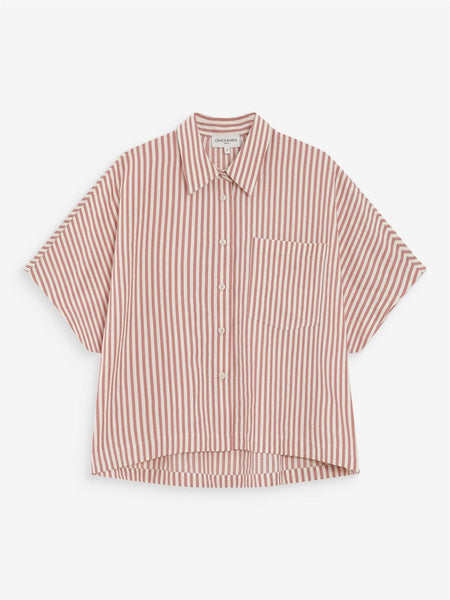 VERCIA WIDE STRIPED SHIRT,  CORAIL