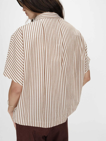 VERCIA WIDE STRIPED SHIRT,  MOCHA