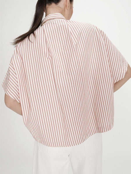 VERCIA WIDE STRIPED SHIRT,  CORAIL