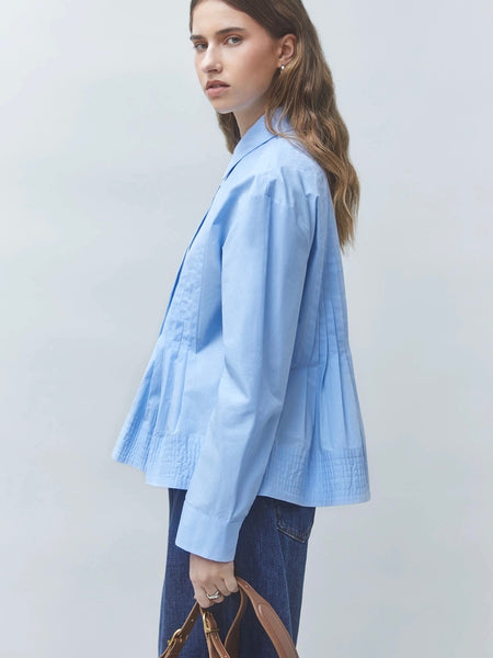 LOELI Pleated shirt, BLEU CIEL