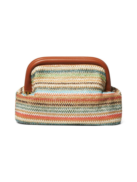 RAFFIA CLUTCH STRIPE CORAL COMBO