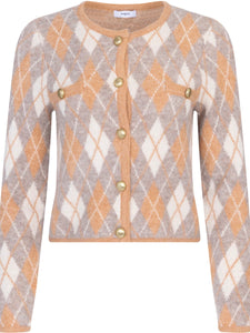 Guilain Buttoned jacquard cardigan, CAMEL