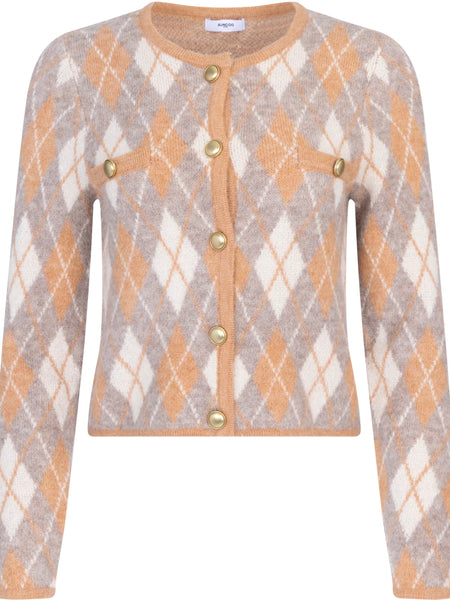 Guilain Buttoned jacquard cardigan, CAMEL