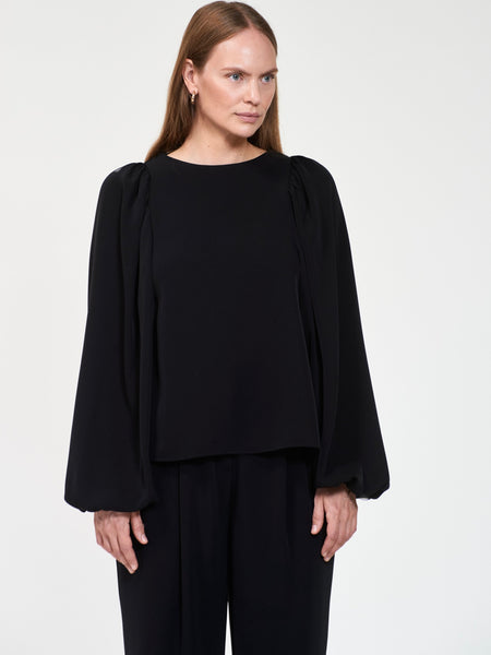 ASHI Crepe blouse, BLACK