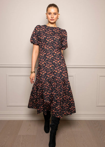 ELLA BLOUSE ANTIQUE,  BLACK POPLINJOHANNA DRESS, SANGRIA POPLIN