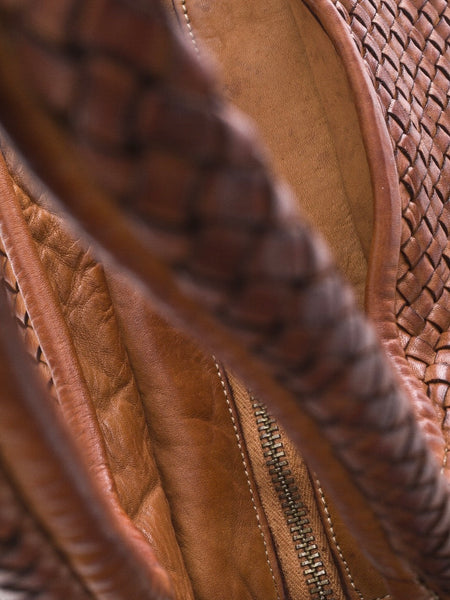 BIG TEODORA LEATHER BAG, COGNAC