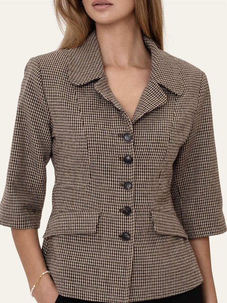 STINEIC SS BLAZER - BROWN CHECKS