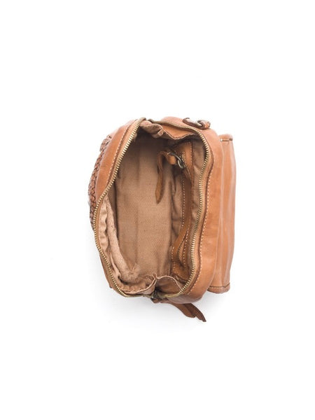 SIENNE SMALL LEATHER BAG, COGNAC