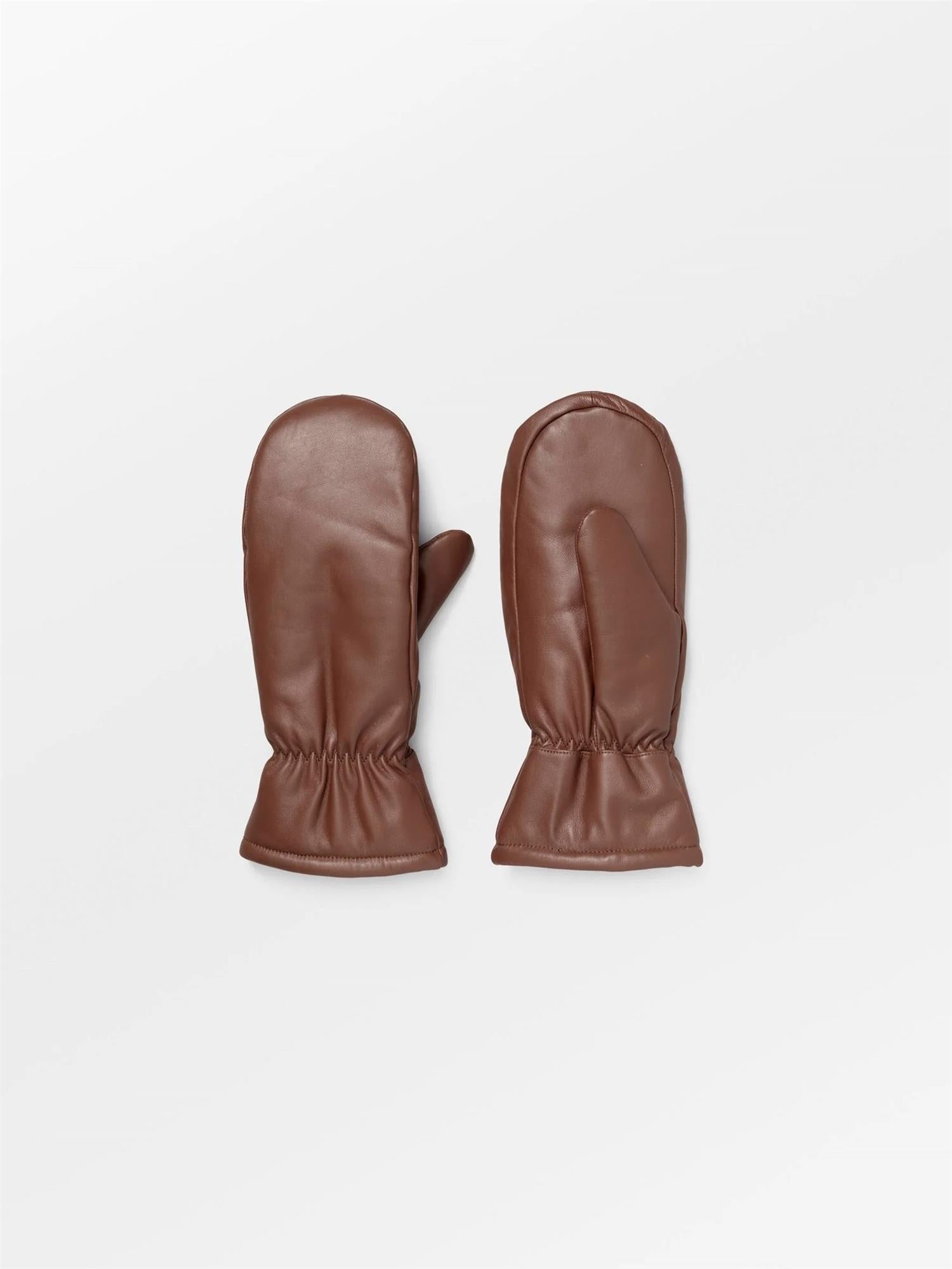 MOCCA BROWN , Leather Nylona Mitten