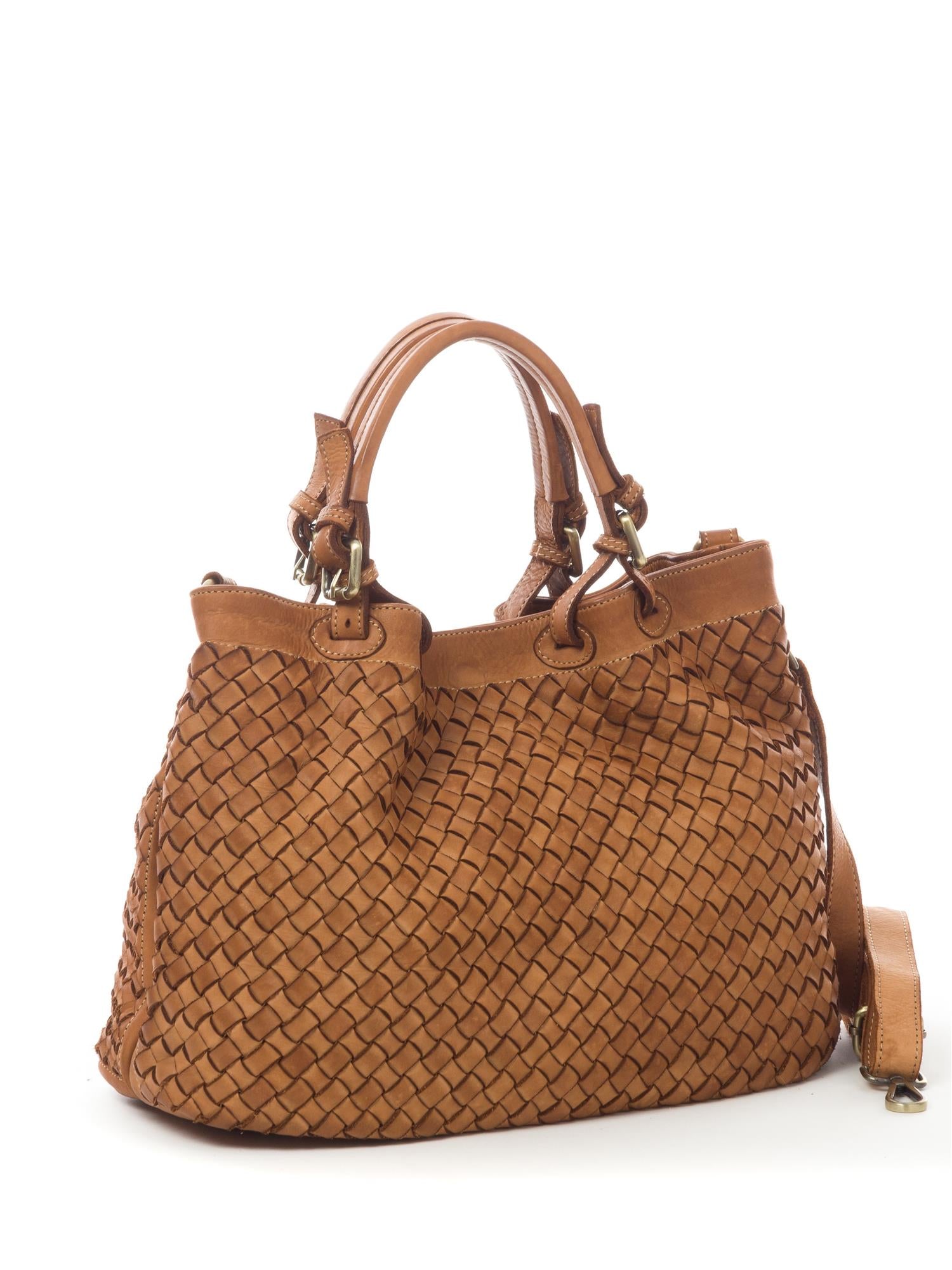 LARA  LEATHER BAG, COGNAC