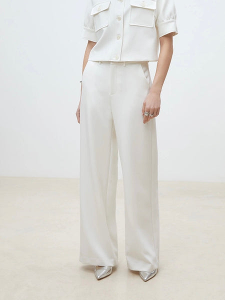 JEWEL Wide-leg flowing pants, BLANC CASSE
