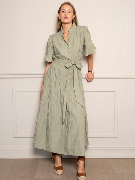 Gaia Dress Sage Poplin