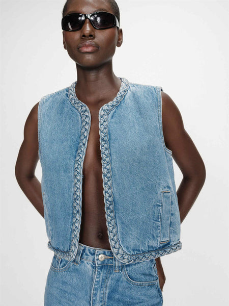 VERONA  DENIM VEST, LIGHT BLUE