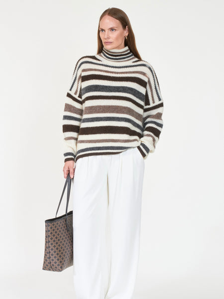 STELLAR høyhalset strikkegenser Offwhite/Brown