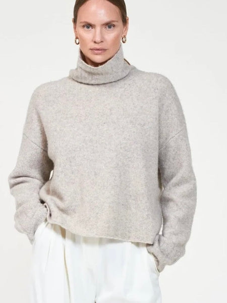 BALE HØYHALSET GENSER, LIGHT GREIGE MELANGE