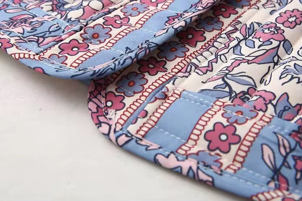 QUILTRED BOHO VEST , BLUE