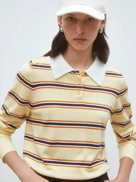 Prego Striped polo jumper, JAUNE YELLOW