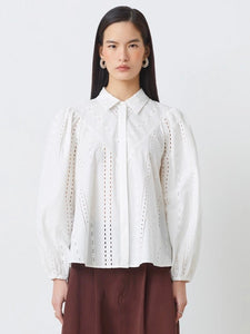 LOUANE  BLOUSE, BLANC CASSE / HVIT