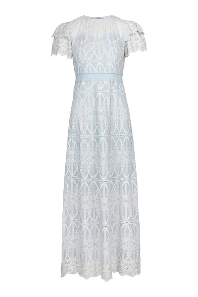 PHILINE MAXI DRESS BLUE EMBROIDERY