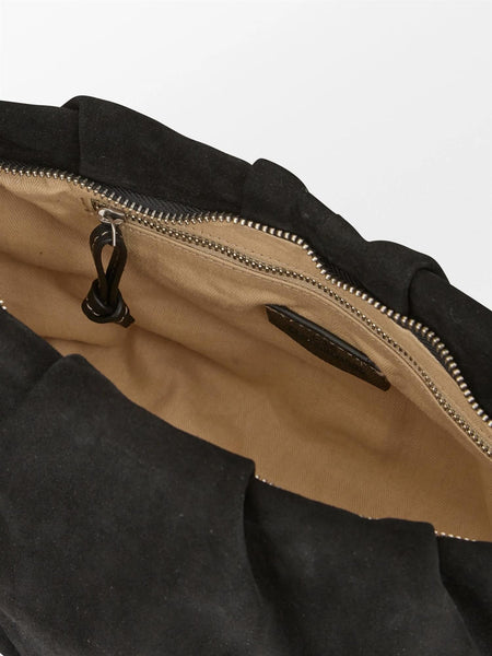 Suede Clutch Bag, BLACK