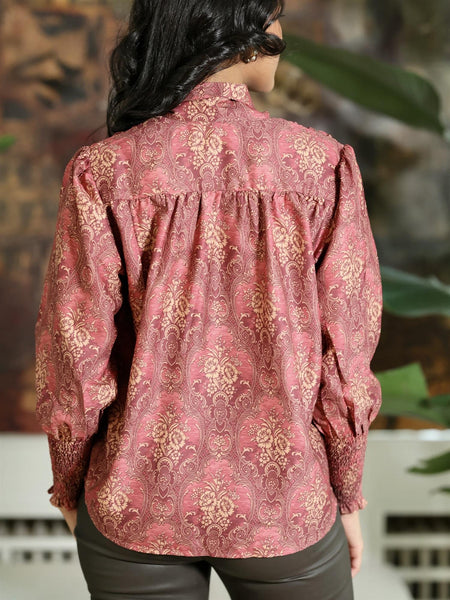 Ginny Bow Blouse  - Pink Wallpaper