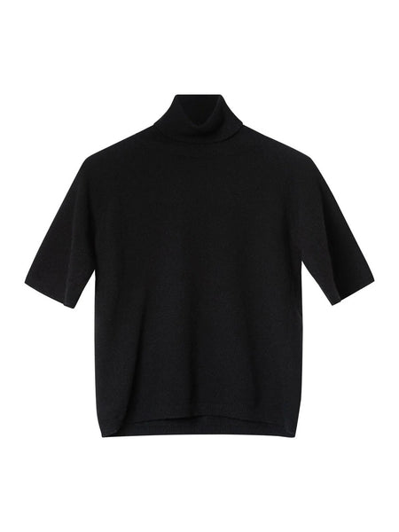 DAVIES høbyhals med kort erm, BLACK