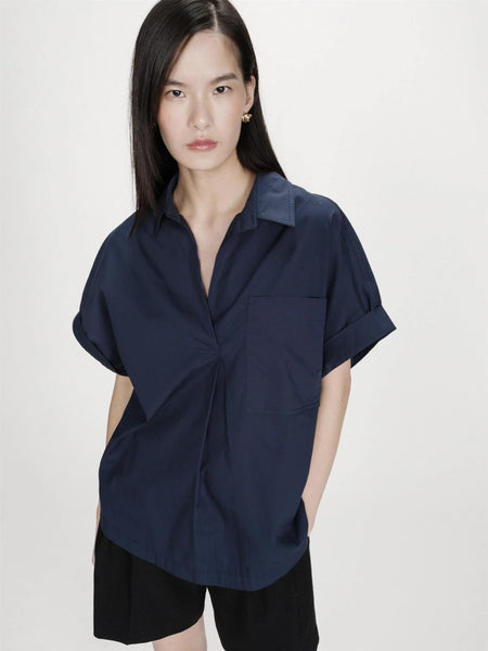 VERSIGNY LOOSE COTTON BLOUSE, NAVY